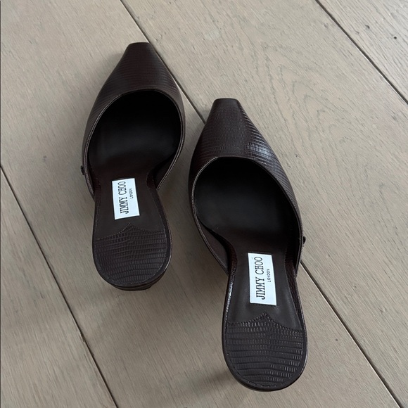 Jimmy Choo brown croc print kitten heel mules - Picture 4 of 7